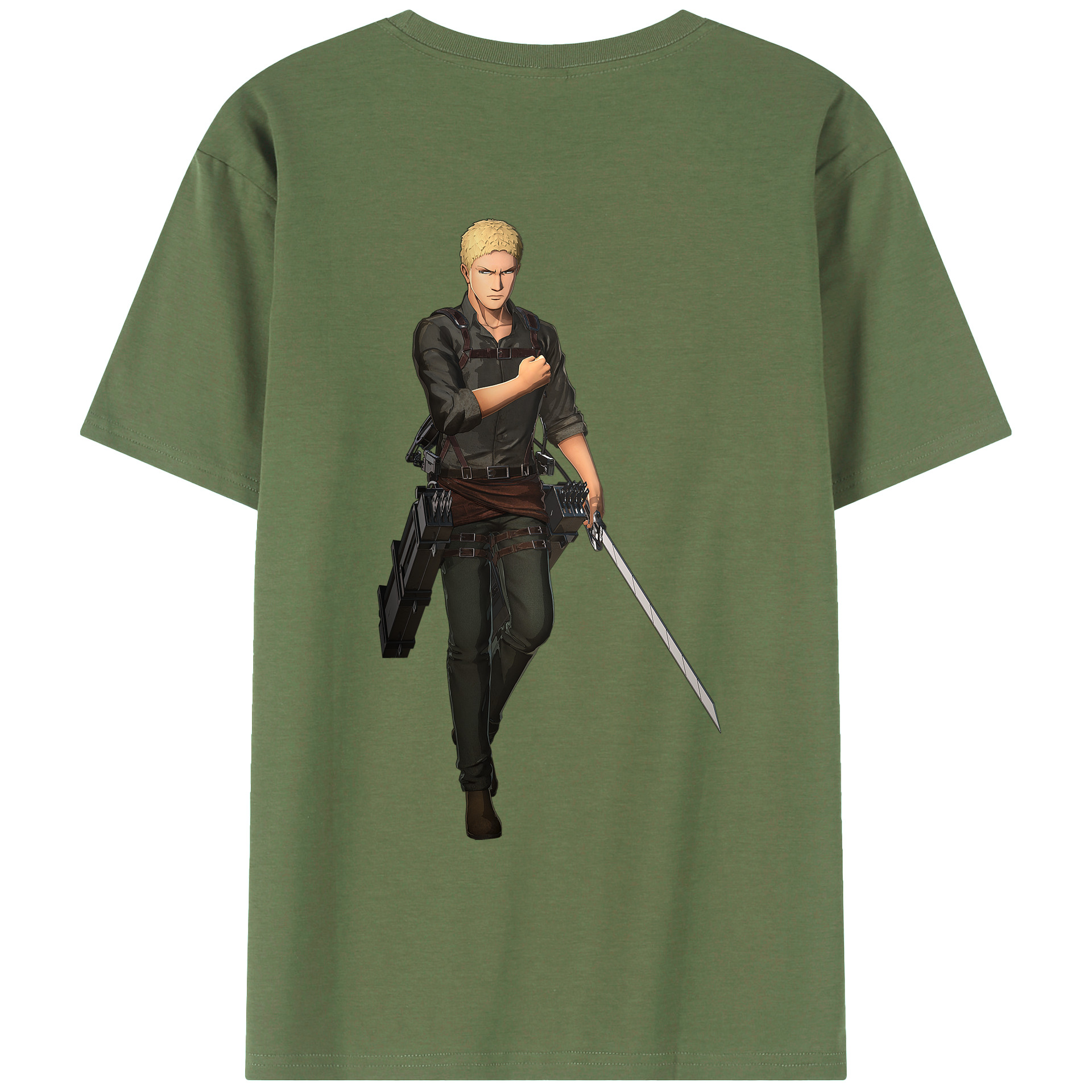 （画像用） 進撃の巨人 ライナー・ブラウン Attack on Titan Reiner Braun 綿100％ メンズ半袖Tシャツ（バックプリント） 通気性